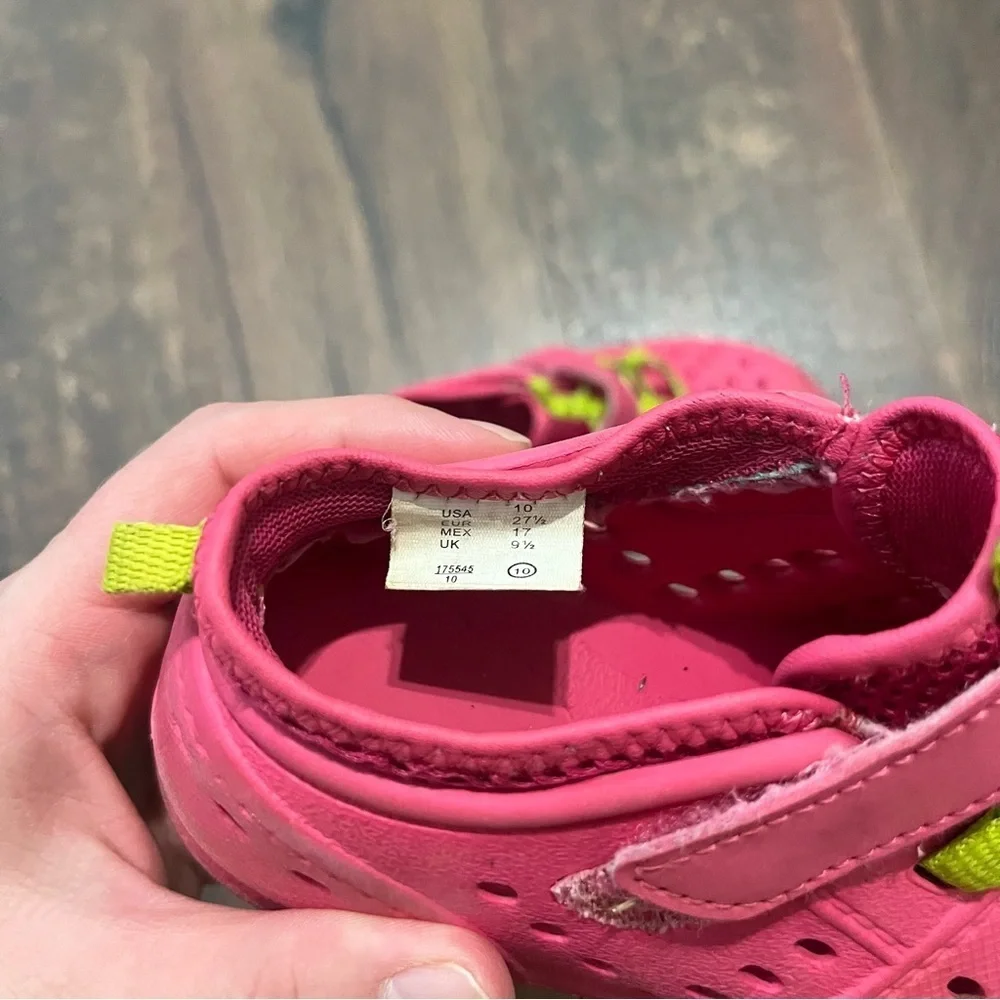 Stride Rite Made 2 Play Phibian Girls Land & Shore Water Shoes Sz 10 Pink Green